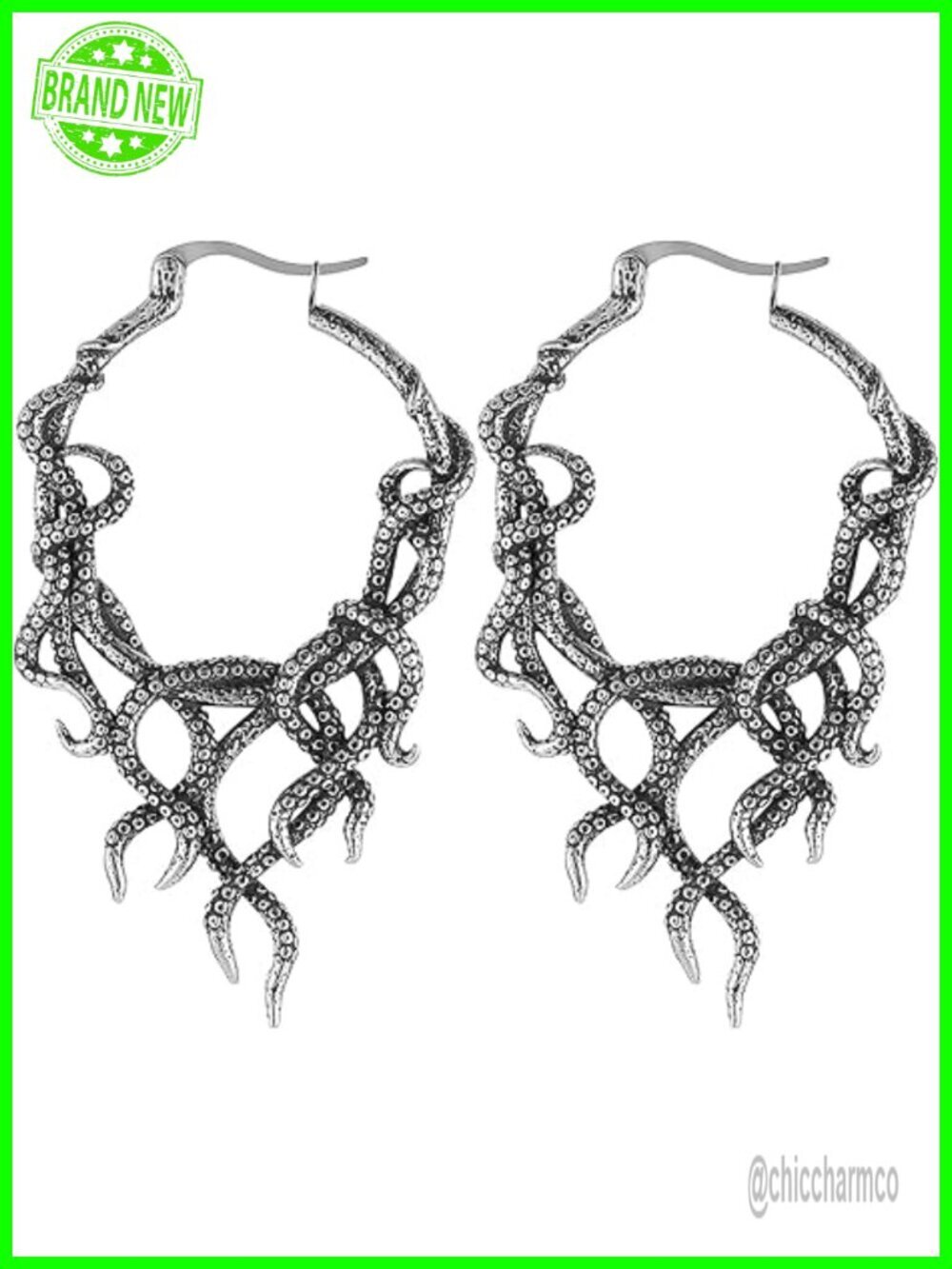 Octopus Tentacle Gothic Punk Hoop Earring Stainless Steel